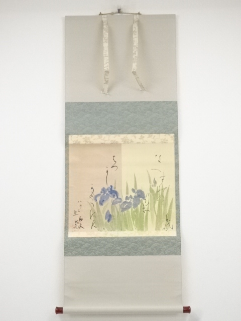 JAPANESE HANGING SCROLL / HAND PAINTED / IRIS